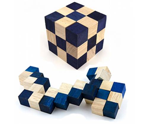 Wooden Construction Logic Puzzle Snake Cube Blue -  Price: 10,00€