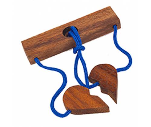 Wooden Logic Puzzle With Ropes & Knobs Broken Heart -  Price: 4,50€