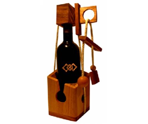 Ξύλινος Γρίφος  Με Σχοινιά & Κόμπους Wooden Lock For Wine - Τιμή: 24,00€